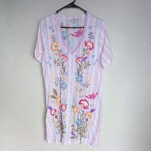 Johnny Was Multicolor Floral Embroidered Mini Dress